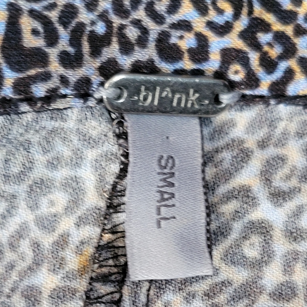 Bl^nk London Anthropologie Midi Dress Womens S Black Blue Tan Animal Print Boho - Picture 7 of 15